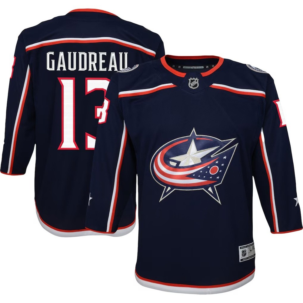 Kids Columbus Blue Jackets Johnny‎ Gaudreau 13 NHL Hockey Jersey Navy Blue L/XL